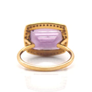 18CT Yellow Gold Amethyst & Diamond Cocktail Ring