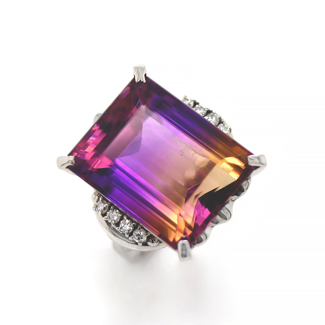 Platinum Ametrine And Diamond Cocktail Ring