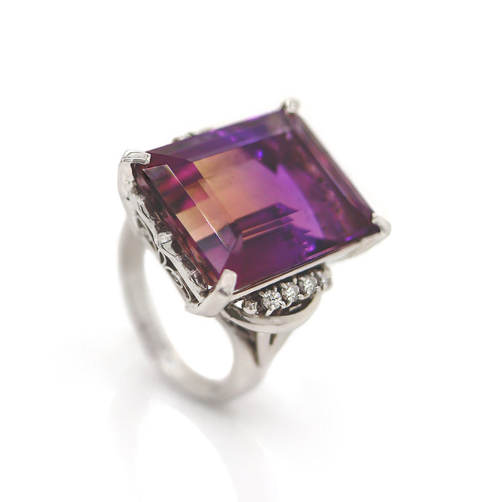 Platinum Ametrine And Diamond Cocktail Ring