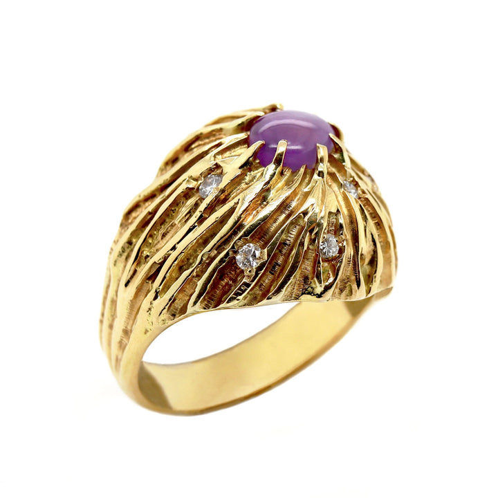 18CT Yellow Gold Star Ruby And Diamond Cocktail Ring