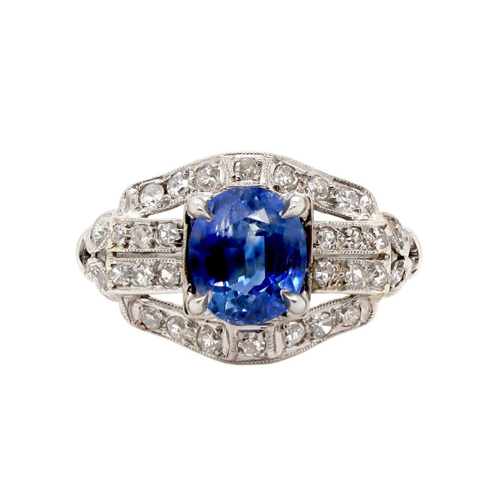 Platinum Edwardian Ceylon sapphire And Diamond Dress Ring