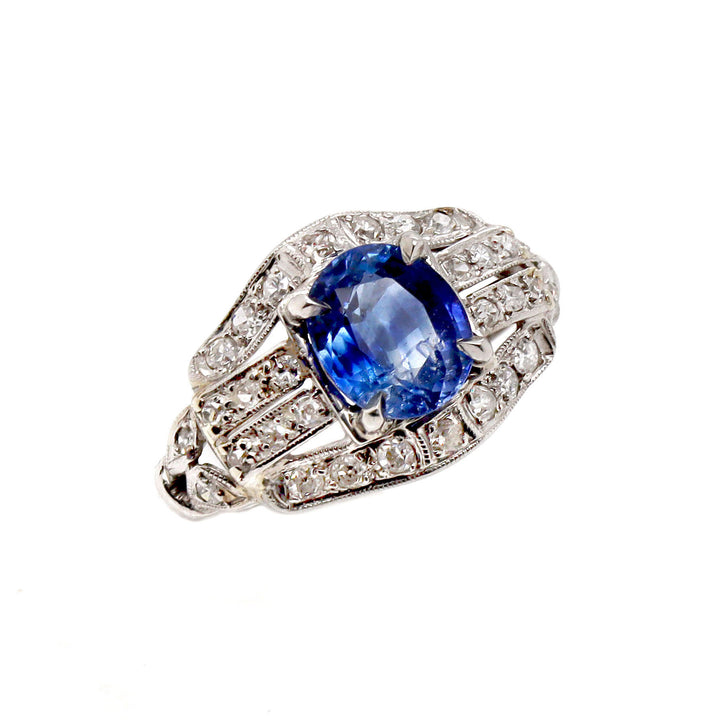 Platinum Edwardian Ceylon sapphire And Diamond Dress Ring