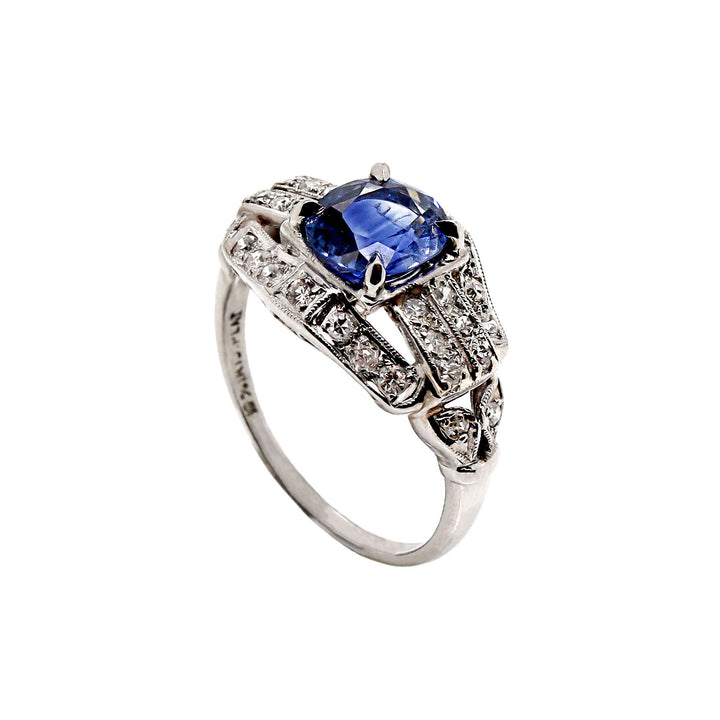 Platinum Edwardian Ceylon sapphire And Diamond Dress Ring