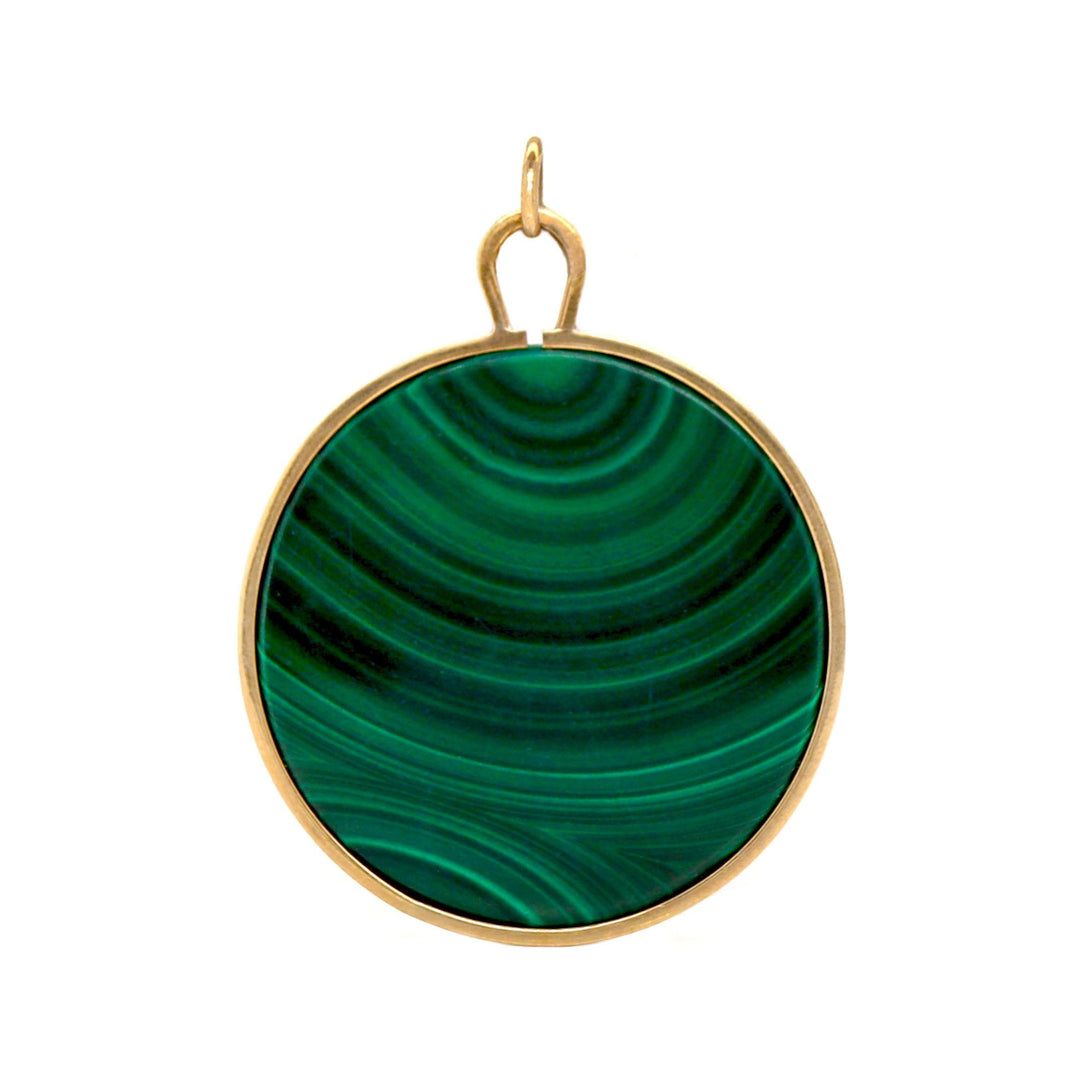 14CT Yellow Gold Vintage Malachite Pendant