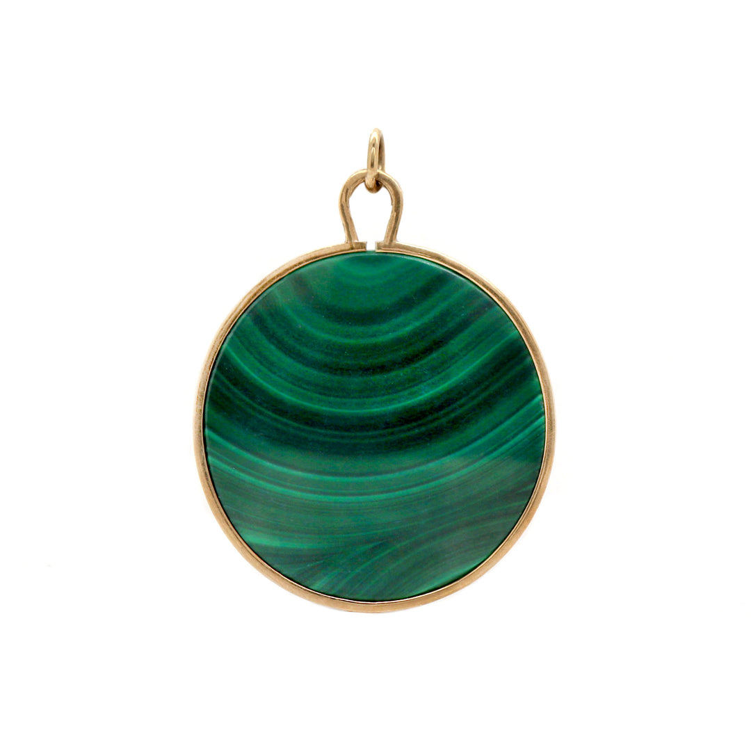 14CT Yellow Gold Vintage Malachite Pendant