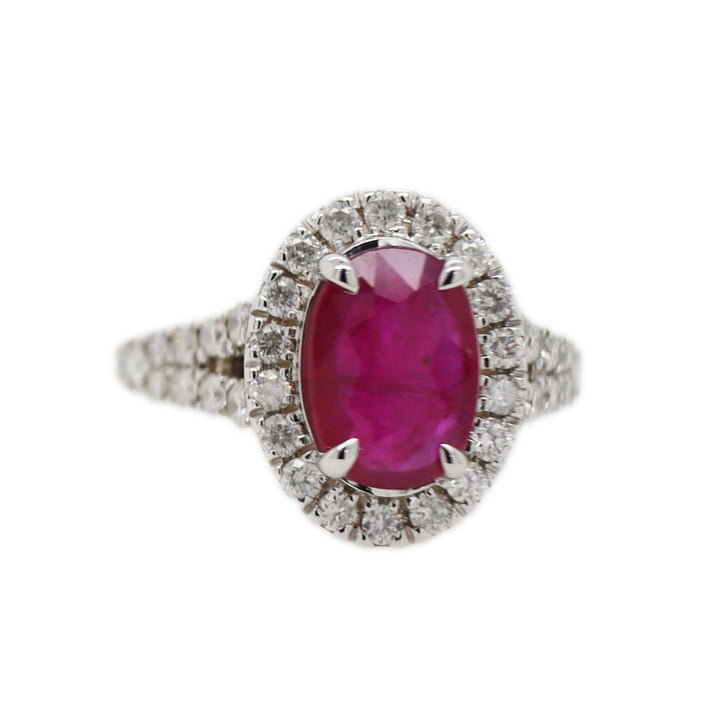 14CT White Gold Ruby And Diamond Dress Ring