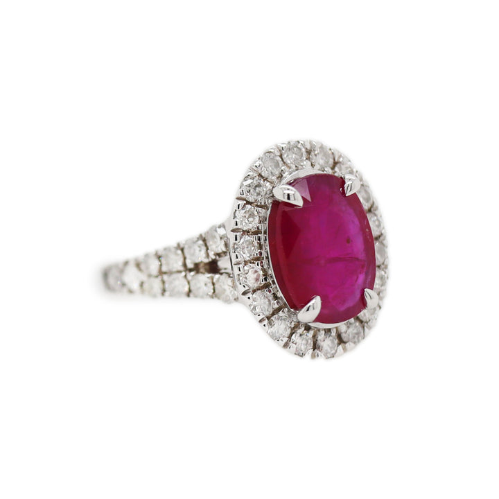 14CT White Gold Ruby And Diamond Dress Ring