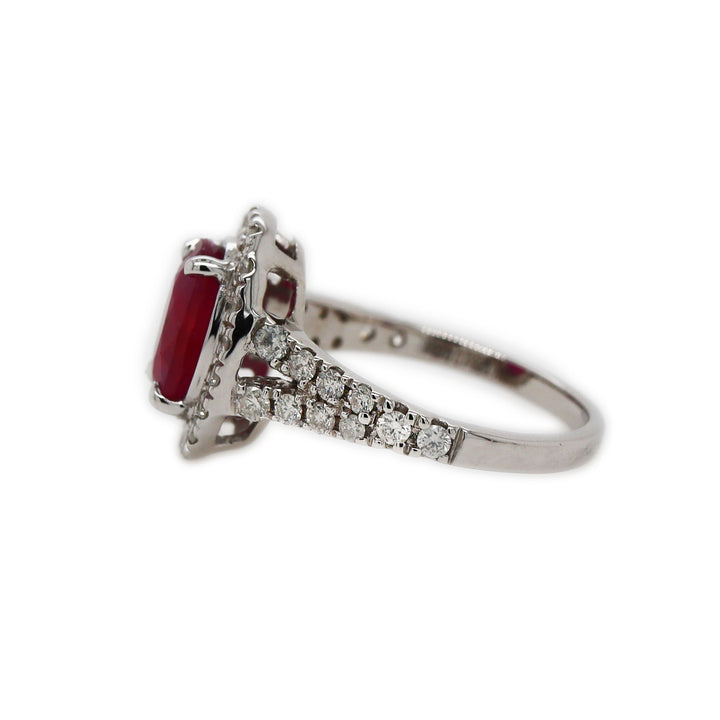 14CT White Gold Ruby And Diamond Dress Ring