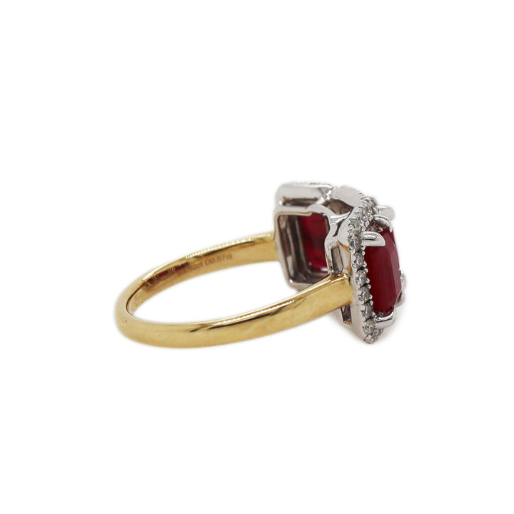 14ct Yellow Gold Ruby And Diamond Trilogy