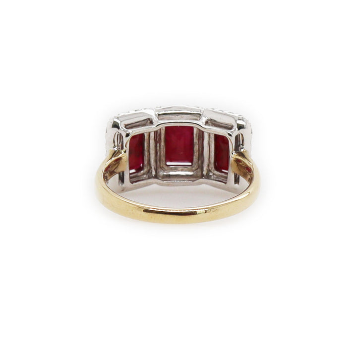 14ct Yellow Gold Ruby And Diamond Trilogy