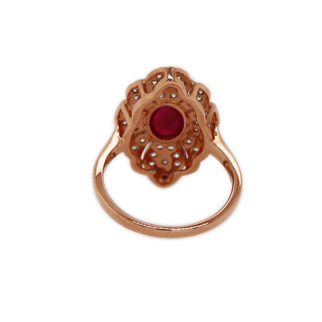 14CT ROSE GOLD RUBY AND DIAMOND RING