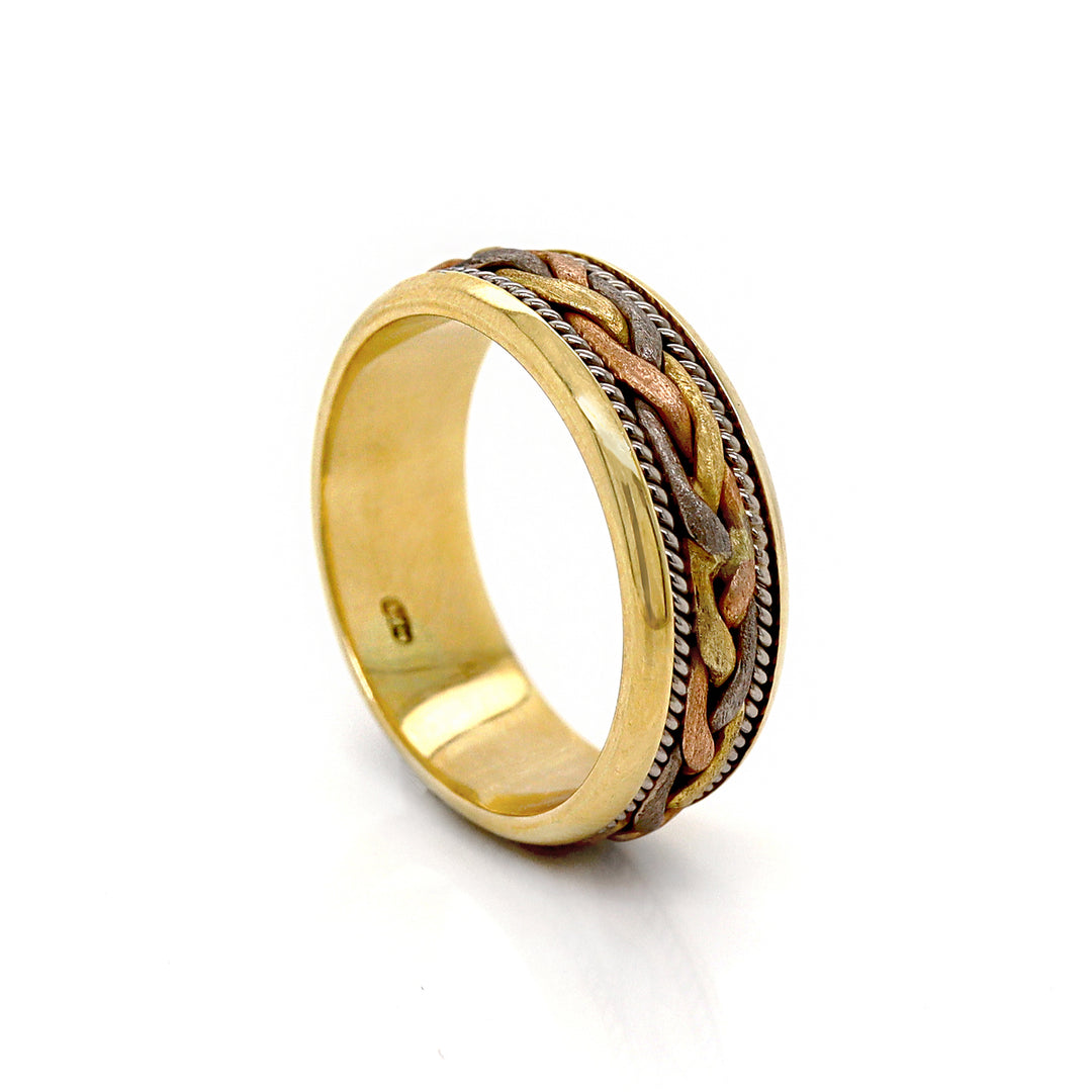 18CT Yellow Gold Tri Color Gents Knot Ring