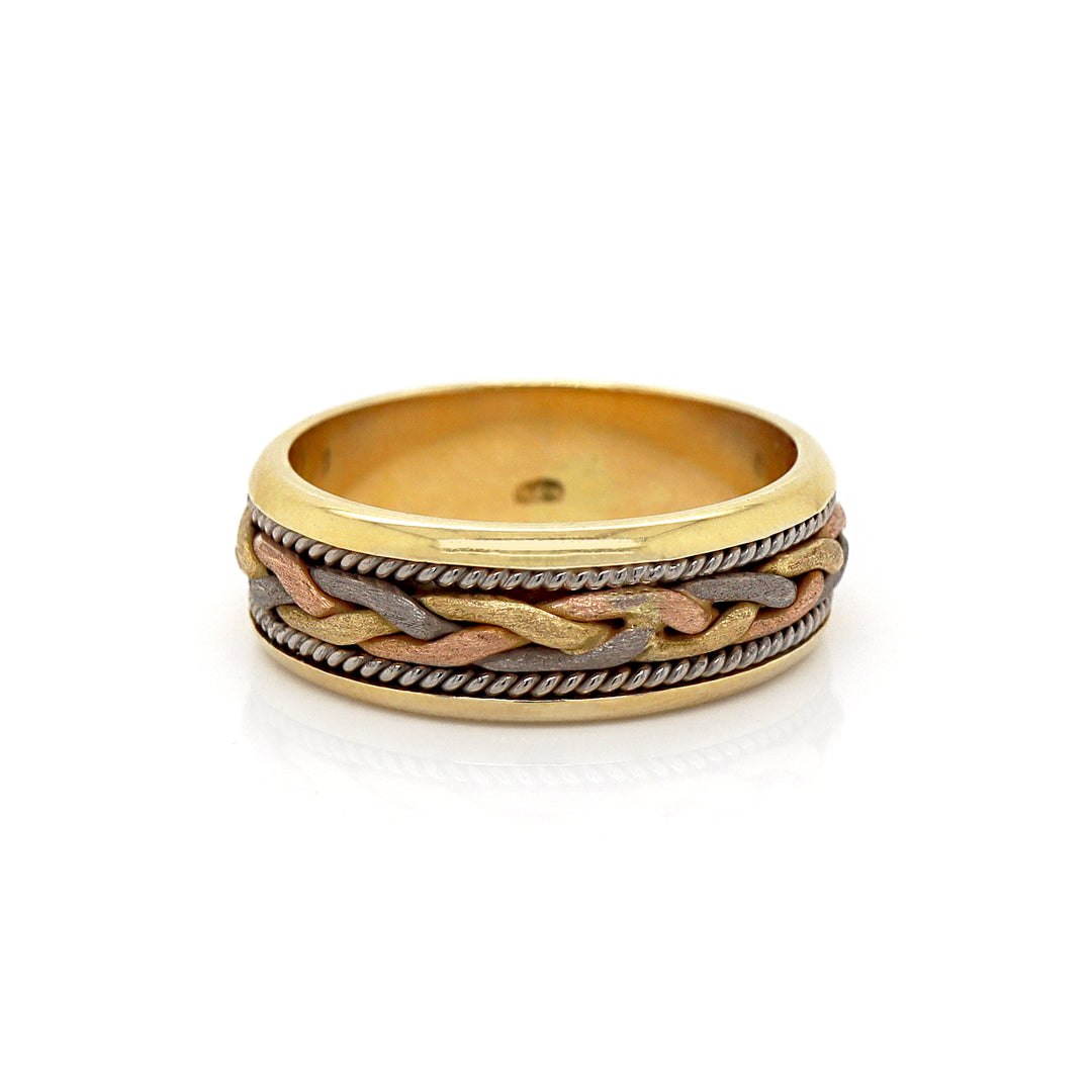 18CT Yellow Gold Tri Color Gents Knot Ring