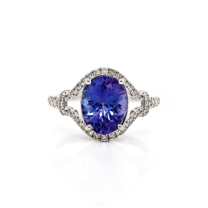 14CT White Gold Tanzanite And Diamond Dress Ring