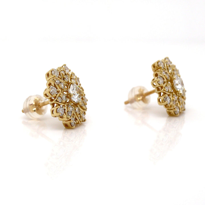 18ct yellow gold diamond star burst earrings