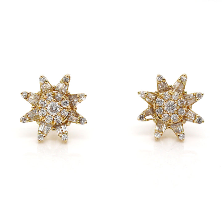 18CT Yellow Gold Diamond Stud Earrings