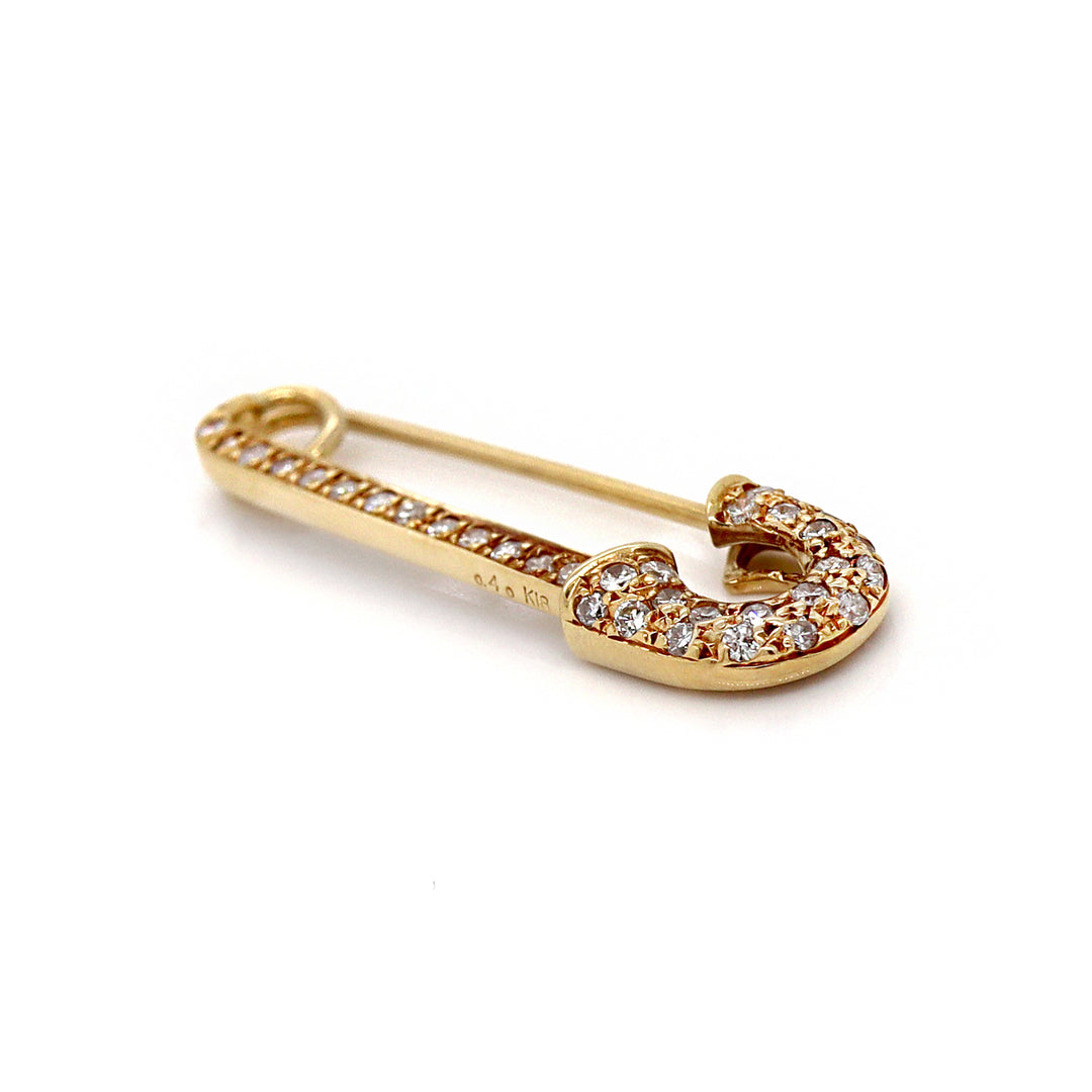 18ct Yellow Gold Diamond Safety Pin Brooch