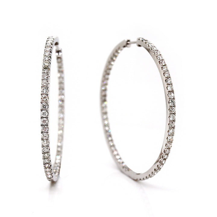 18CT White Gold 3.00CT Diamond Hoop Earrings