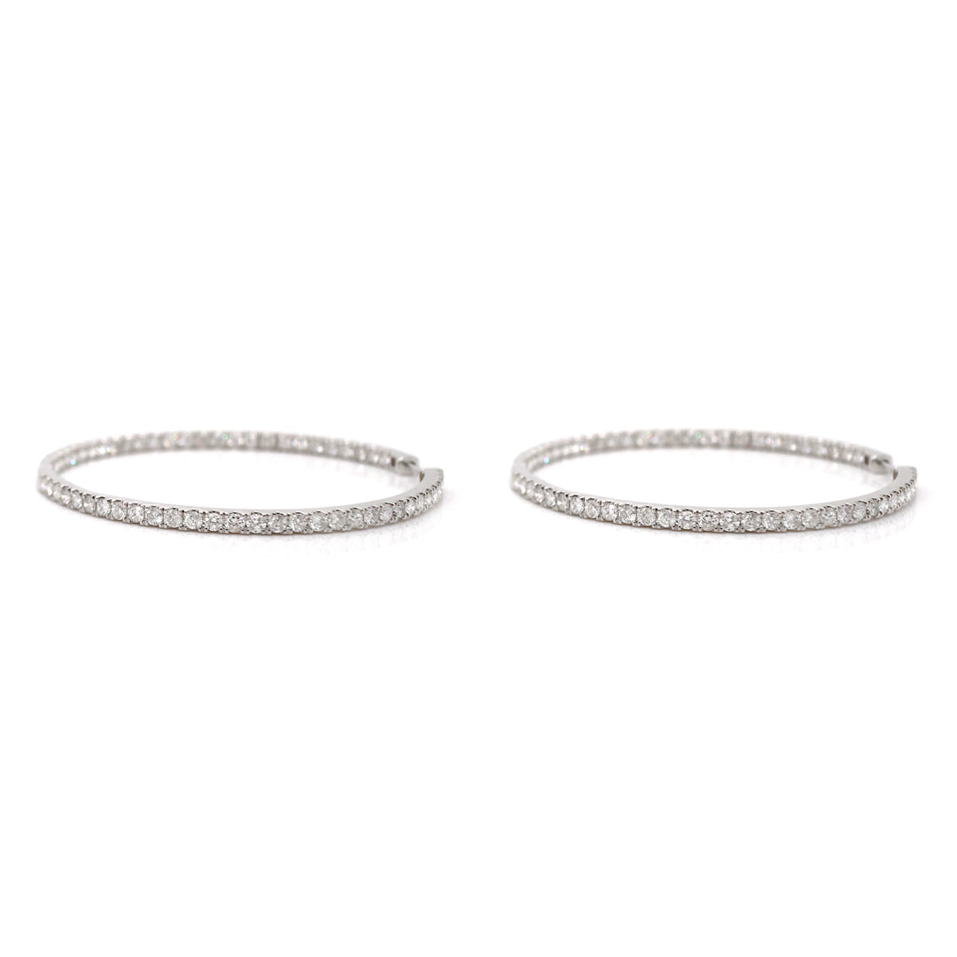 18CT White Gold 3.00CT Diamond Hoop Earrings