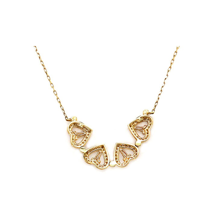 18CT Yellow Gold Diamond Heart Shape Convertible Clover Necklace