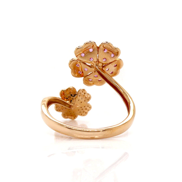 18ct Rose Gold Pink Sapphire & Diamond Flower Ring