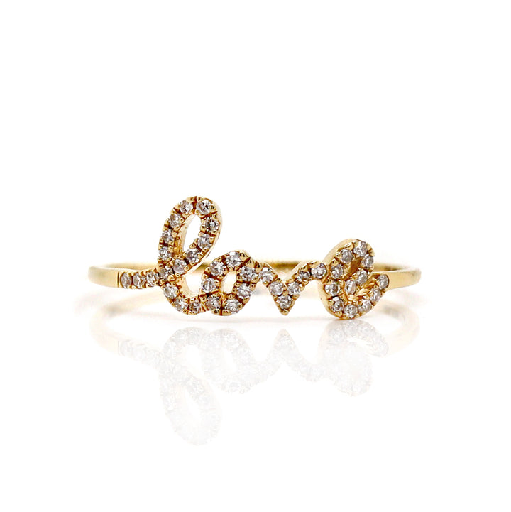 18CT YELLOW GOLD DIAMOND LOVE RING