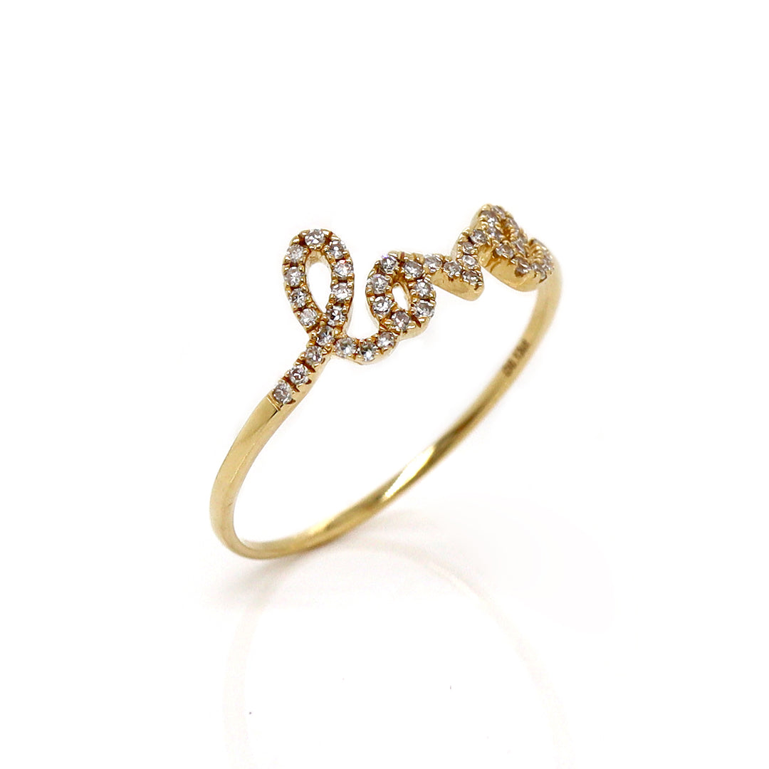 18CT YELLOW GOLD DIAMOND LOVE RING