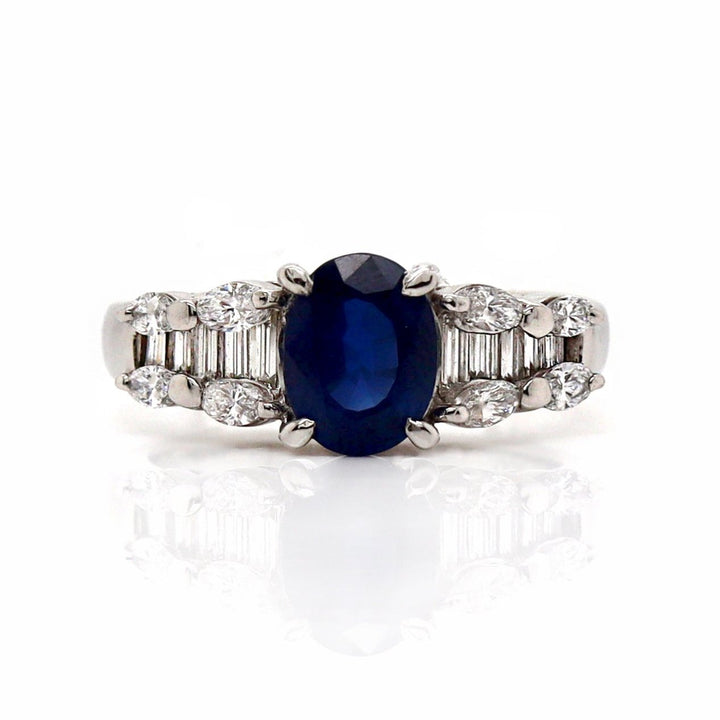 Platinum Pt900 Sapphire and diamond dress ring