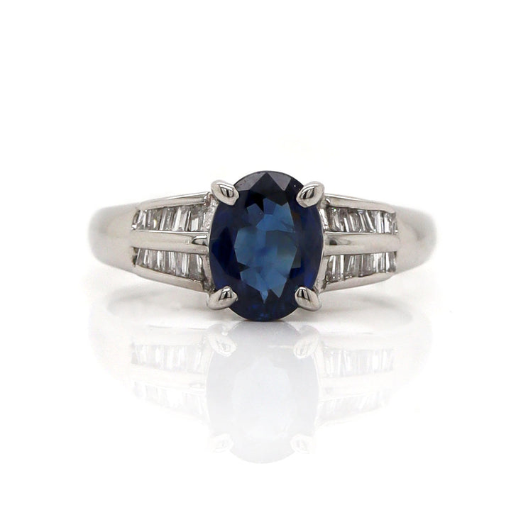 Platinum Pt900 Sapphire and Diamond Ring