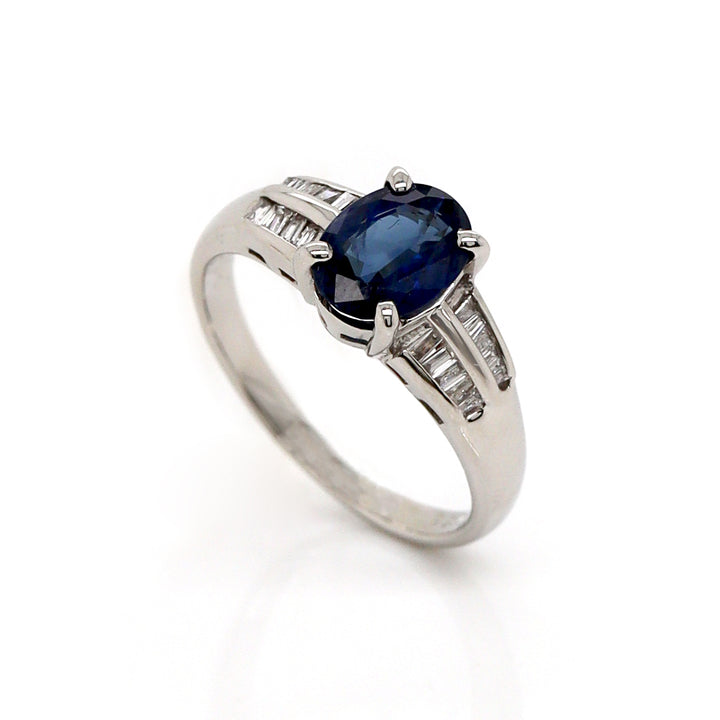 Platinum Pt900 Sapphire and Diamond Ring