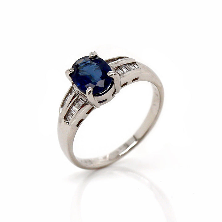 Platinum Pt900 Sapphire and Diamond Ring