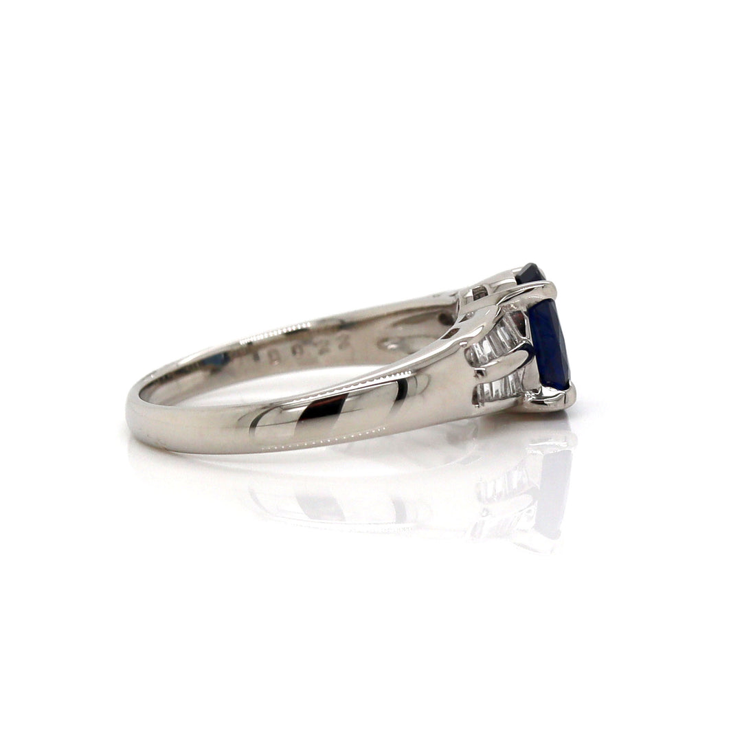 Platinum Pt900 Sapphire and Diamond Ring