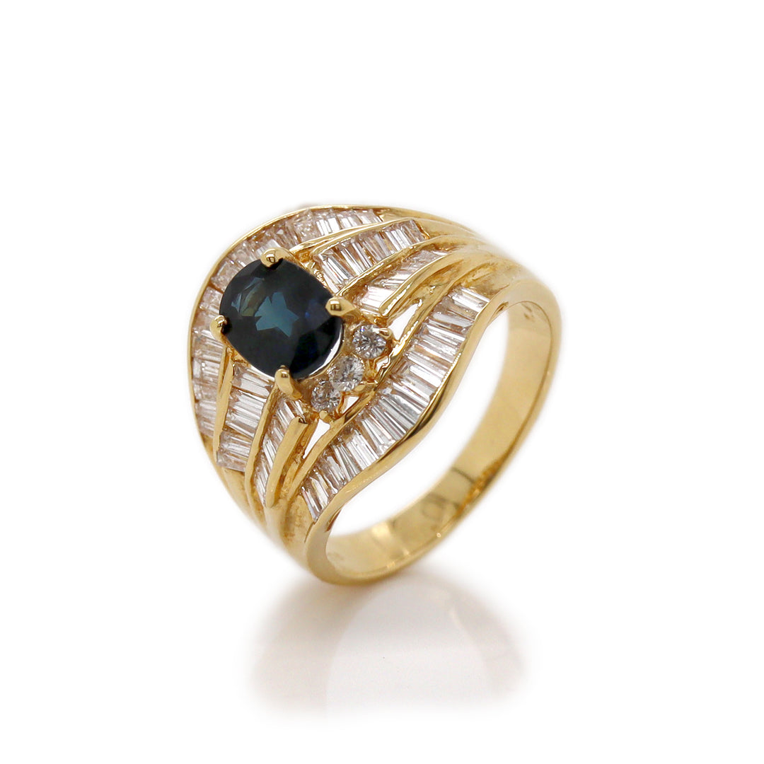 18ct Yellow Gold Sapphire and Diamond Ring