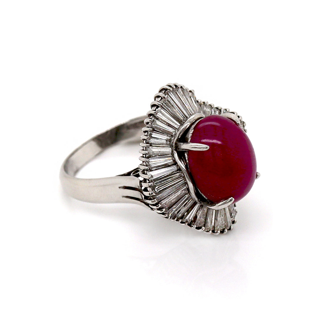 Palladium PM900 Ruby and Diamond ring