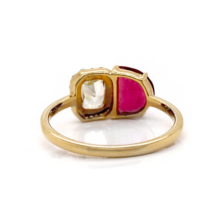 18ct Yellow Gold Pink Tourmaline & Diamond Ring