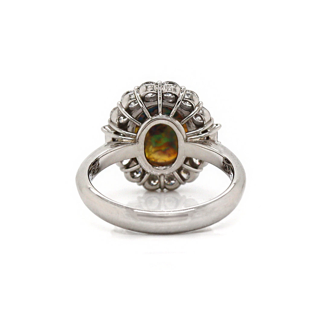 Platinum Australian Opal And Diamond Dress Ring