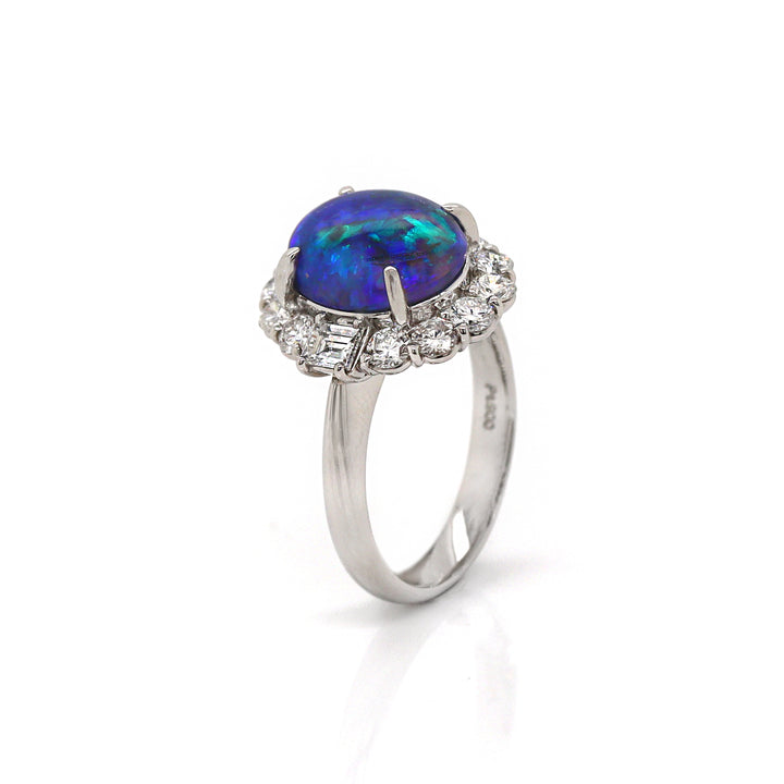 Platinum Australian Opal And Diamond Dress Ring