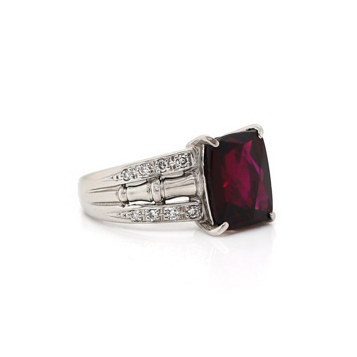 Platinum Almandine Garnet And Diamond Dress Ring