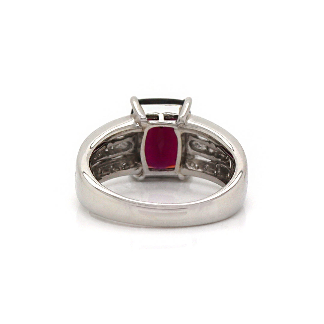 Platinum Almandine Garnet And Diamond Dress Ring