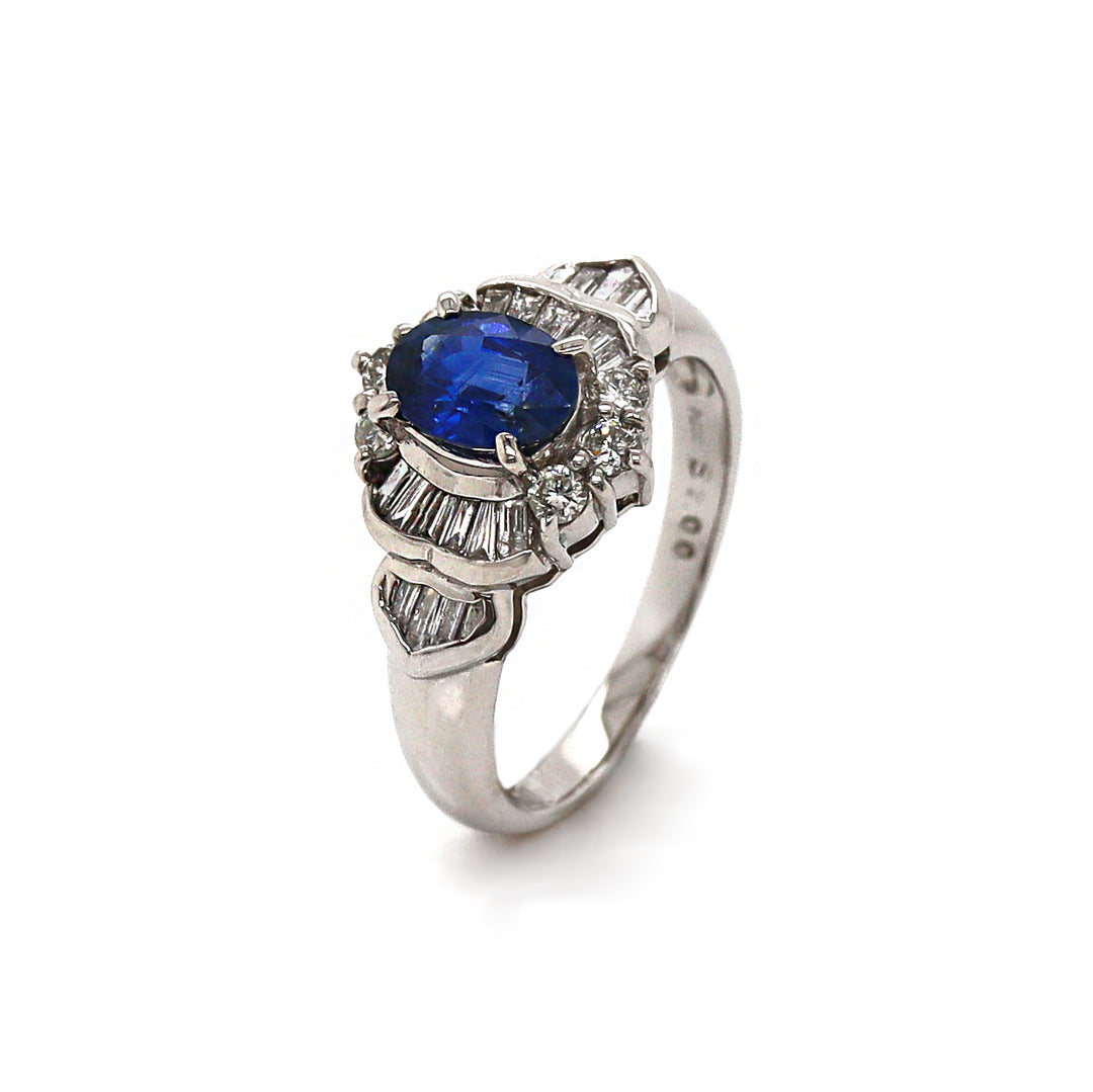 Platinum Sapphire And Diamond Dress Ring