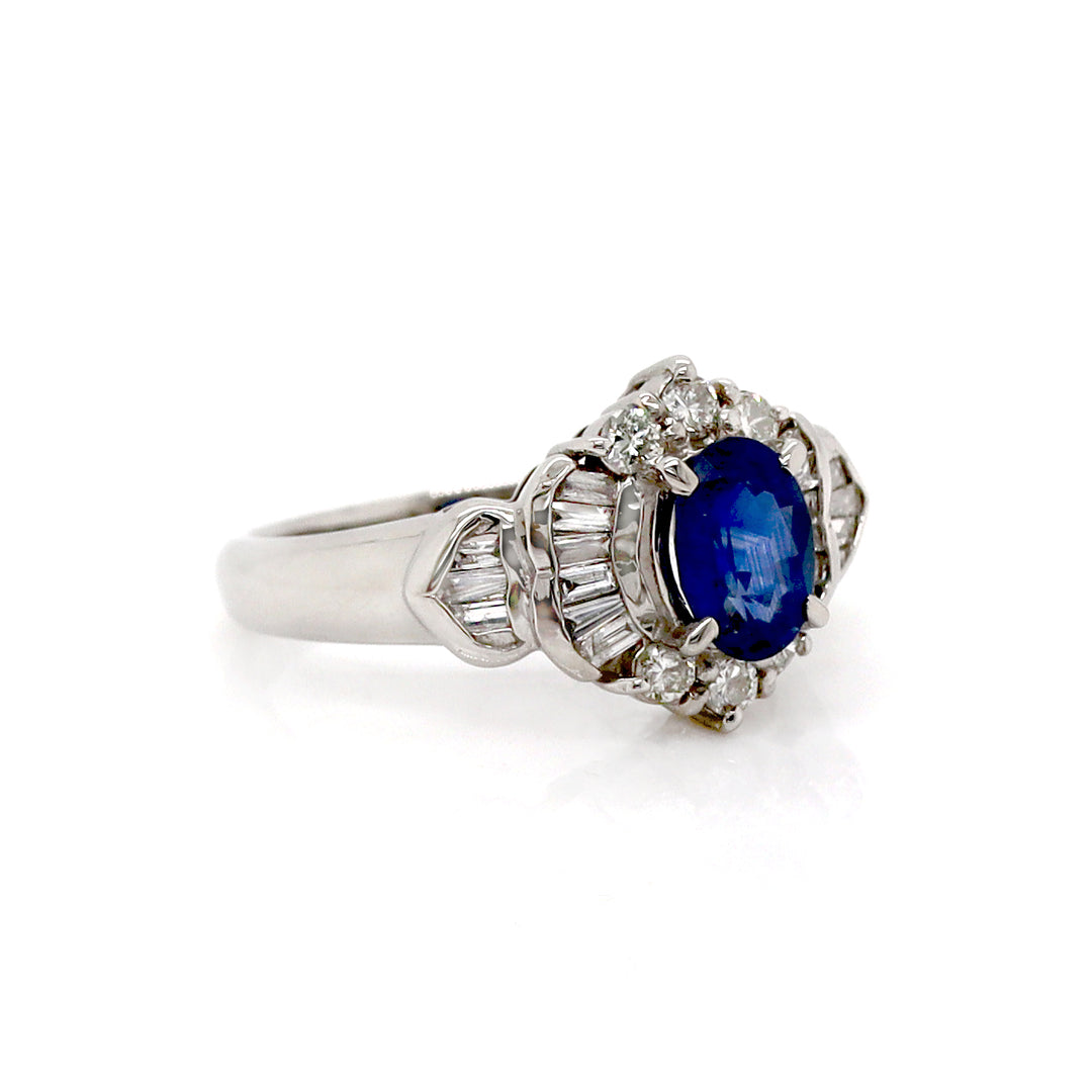 Platinum Sapphire And Diamond Dress Ring