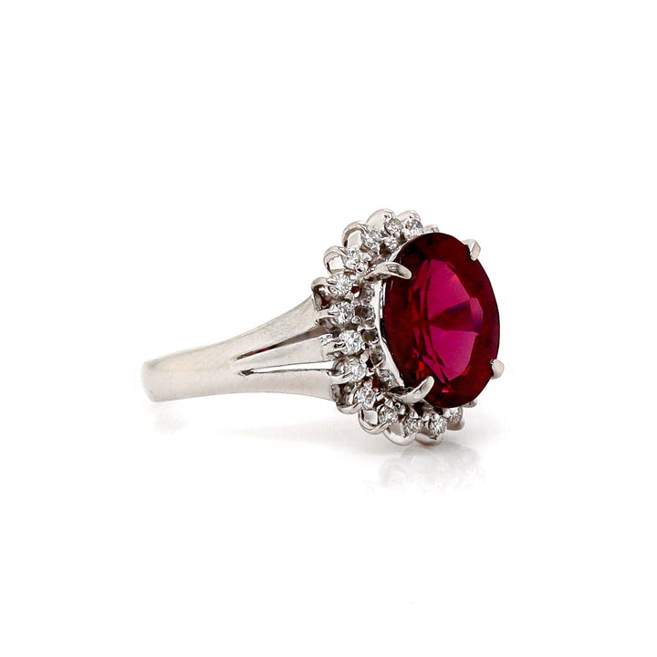 Platinum PT900 Garnet And Diamond Dress Ring