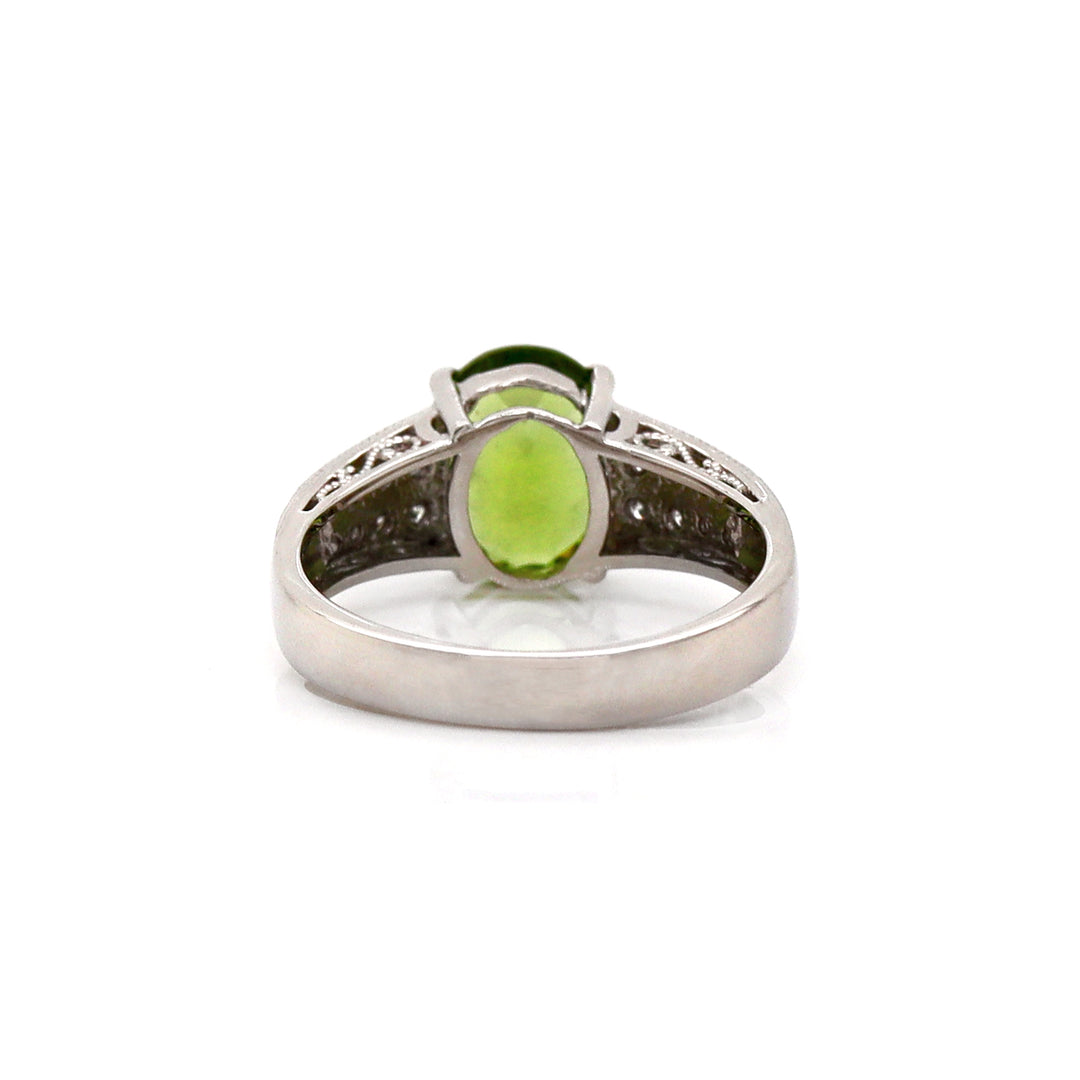 Platinum Peridot And Diamond Dress Ring