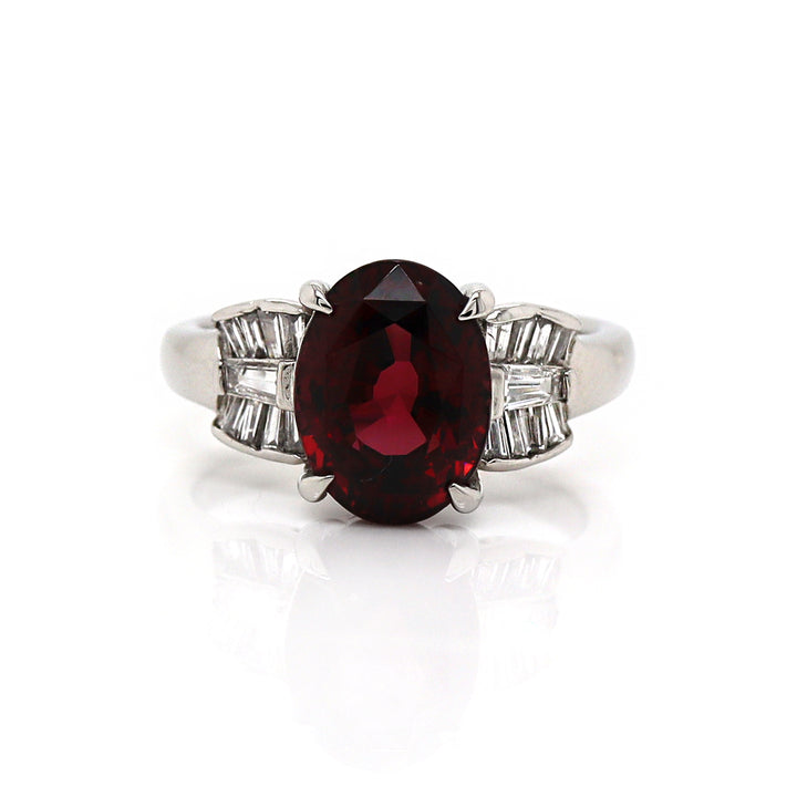 Platinum Garnet And Diamond Dress Ring