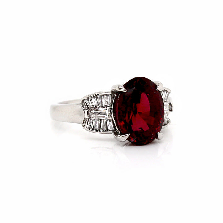 Platinum Garnet And Diamond Dress Ring