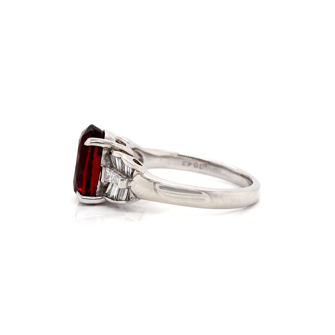 Platinum Garnet And Diamond Dress Ring