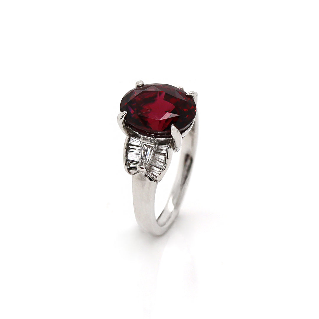 Platinum Garnet And Diamond Dress Ring