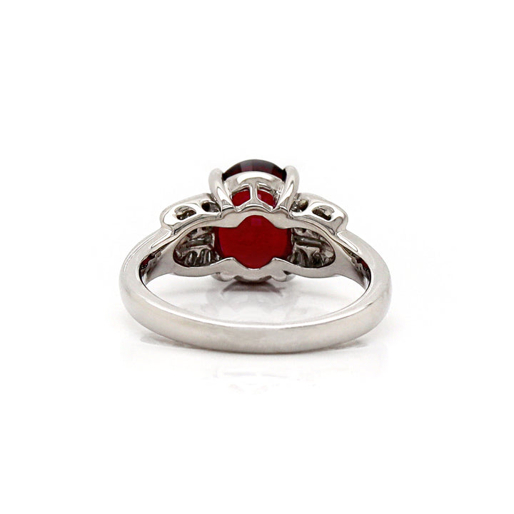 Platinum Garnet And Diamond Dress Ring