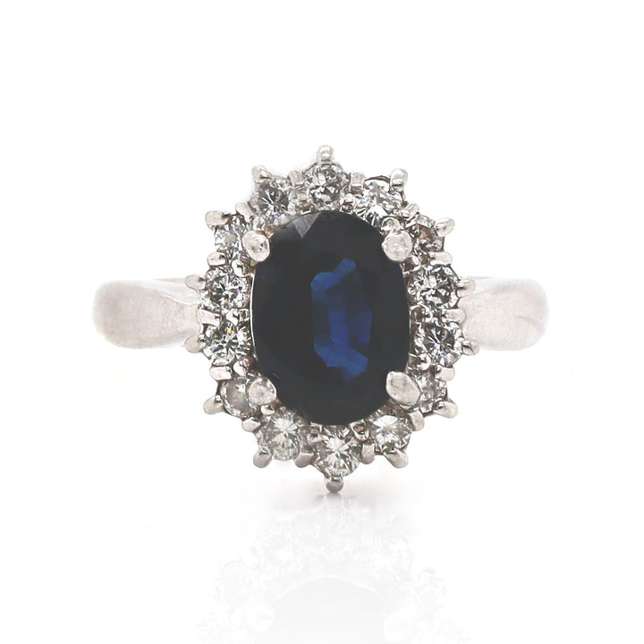 Platinum PT850 Sapphire and Diamond Ring