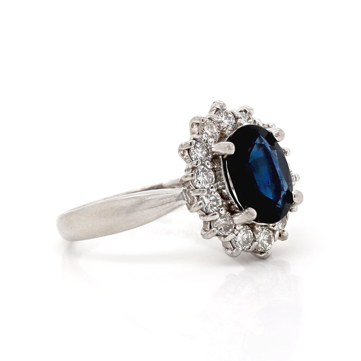 Platinum PT850 Sapphire and Diamond Ring